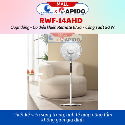 Quạt đứng Rapido RWF-16AHD / RWF-14AHD (Điều khiển từ xa) - Có Chức Năng Điều Khiển Remote Từ Xa - Hàng Chính Hãng - Bảo Hành 12 Tháng