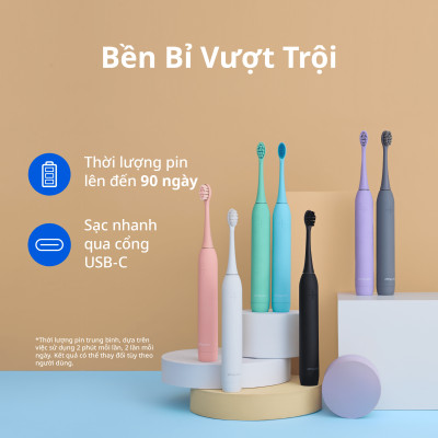 Bộ Bàn Chải Điện Zenyum Sonic MỚI 2.0 + 3 Đầu Thay Thế Công nghệ Singapore - Màu Xám