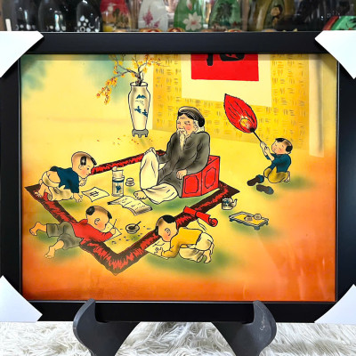 Tranh sơn mài - THẦY ĐỒ - Size 30x40 cm - Hình ảnh truyền thống – Hồn Việt xưa qua nét sơn mài thủ công