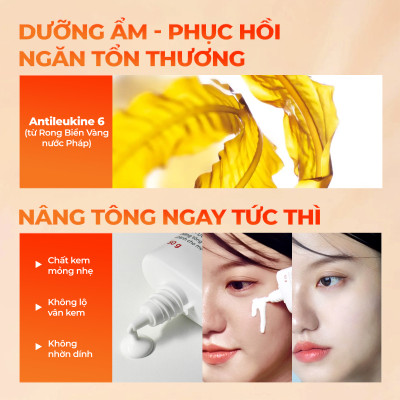 Combo Mờ Nám - Nâng Tông - Bảo Vệ Toàn Diện Kem chống nắng 50g + kem ngày 30ml + kem đêm 30g (Sắc Ngọc Khang Official)
