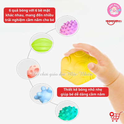 Đồ Chơi Giáo Dục Sớm 6 Bóng Gai Cho Bé - HUANGER HE0207 Textured Balls (Từ 6 Tháng Tuổi)