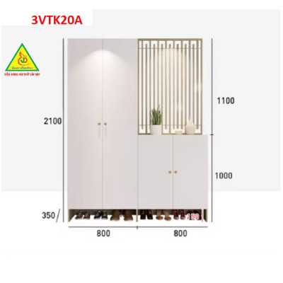 Vách ngăn tủ kệ kiêm tủ giày, vách ngăn phòng khách, nhà bếp 3VTK20