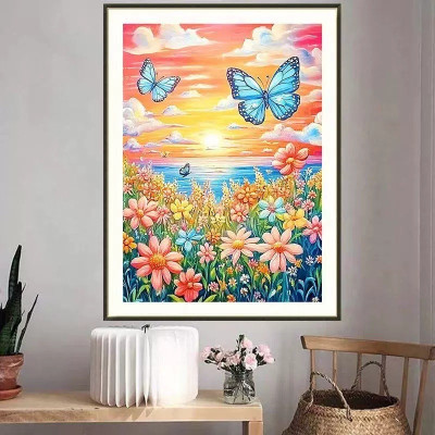 Tranh thêu kín Cúc hoạ mi nở rộ xw3130, kích thước 50 X 60 cm, 11CT THÊU 3 SỢI