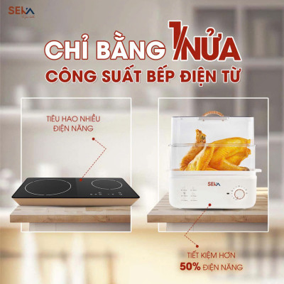 Nồi hấp điện 2 tầng SEKA SK2088 hàng dung tích 10L hấp cá, gà nguyên con hàng nhập khẩu