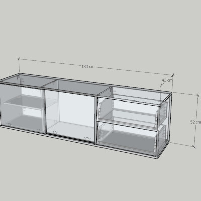 HAPPY FURNITURE , Kệ TV 2 cửa lùa 2 ngăn kéo - CALYN , KTV_100 , 180cm x 40cm x 52cm DxRx