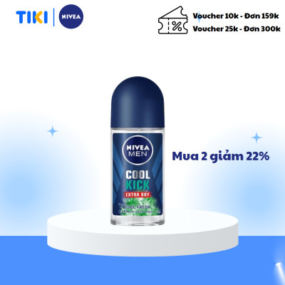 Lăn ngăn mùi NIVEA MEN Cool Kick Mát Lạnh - Siêu Khô Thoáng (50ml) - 83188