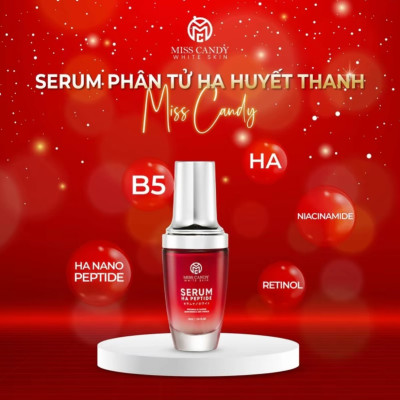 Bộ 2 Sản Phẩm Trắng Da Mờ Thâm, Sạm, Nám, Tàn Nhang MISS CANDY Gồm Serum HA Peptide 30ml + Kem Nám Sâm Nhung Hoàng Kim 25g - PHỤNG BEAUTY