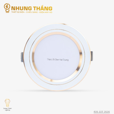 Combo Đèn Led Âm Trần Downlight Đổi Màu Rạng Đông AT20 ĐM - Công Suất 8w - Khoét Lỗ 90mm - Viền Vàng