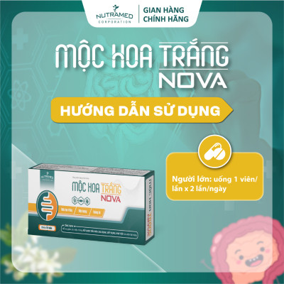 Viên uống Mộc Hoa Trắng No.va hỗ trợ cải thiện sức khỏe đường ruột, viêm đại tràng (30 viên) - Nutramed