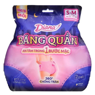 [MỚI] Bộ 2 Băng vệ sinh quần Diana chống tràn 360 size S-M (5 miếng/ gói)