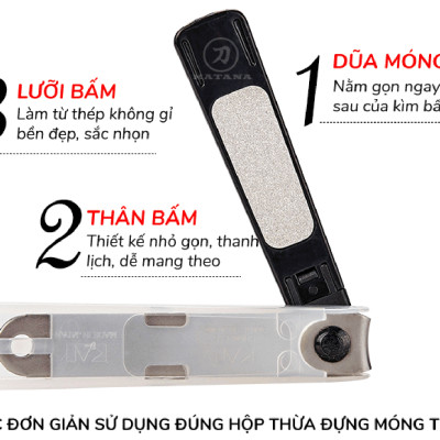 Bấm Móng Tay Cao Cấp Kai Type 001 size S Có Đầu Mài/Dũa Tiện Lợi