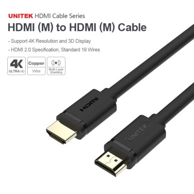 Cáp HDMI Unitek 5m Hỗ trợ 3D 4k x 2k Y-C140U - Hàng Nhập Khẩu