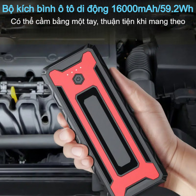 Bộ kích nguồn tô tô Choetech TC0009 2000A sạc pin cầm tay dung lượng 16000mAh tích hợp đèn Led 3 chế độ (Hàng chính hãng)