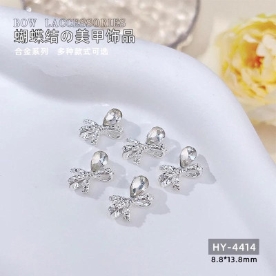 10 Chiếc Nơ Nút Lấp Lánh Charm Bạc Đính Đá Charm Trắng Hồng 3D Đinh Tán Làm Nail Siêu Xinh Mẫu Mới Nail Phương Miu Nữ Women