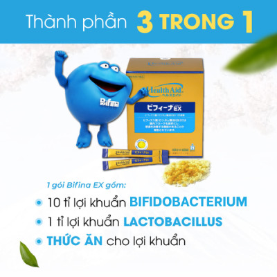 Men vi sinh Bifina Nhật Bản - Dành cho người hội chứng ruột kích thích, viêm đại tràng co thắt - Loại EX hộp 60 gói