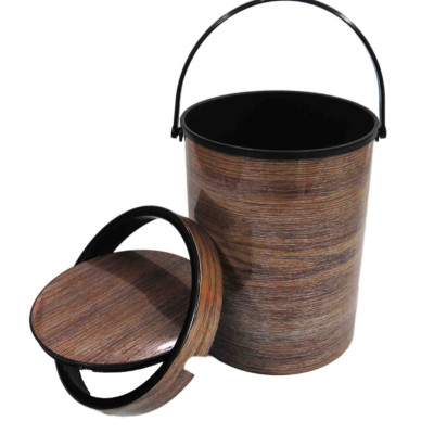 Thùng (bật) rác lật tròn vân gỗ Nhựa Việt Nhật