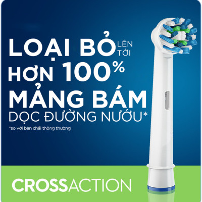 Cho máy Oral B Braun Cross Action EB50A, Bộ 4 đầu bàn chải đánh răng điện đánh tan mảng bám Minh House