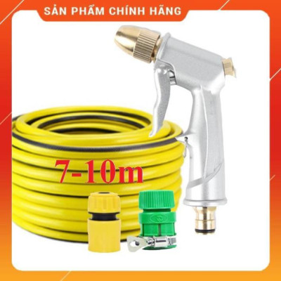 ️ Bộ dây vòi xịt nước rửa xe, tưới cây , tăng áp 3 lần, loại 7m, 10m 206701 đầu đồng, cút, nối PE