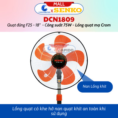 Quạt Đứng Công Nghiệp Senko DCN1809 - Lồng Quạt Mạ Crom - Hàng Chính Hãng - Bảo Hành 24 Tháng