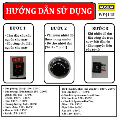 Máy ép dầu ăn thực vật Nóng và Lạnh thương hiệu Anh Quốc AOSIDA WF-J118 - Công suất 1800W - Hàng chính hãng