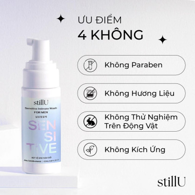 Dung dịch vệ sinh nam giới tạo bọt stillU Sensitive không mùi cho da nhạy cảm 100ml