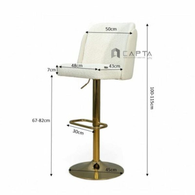 Ghế quầy bar nệm vải màu trắng kem CB2293B-F Nội thất Capta Ghế quầy tiếp khách nệm vải chân thép mạ màu vàng bóng tại HCM