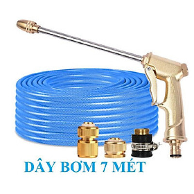 ️ Bộ dây vòi xịt nước rửa xe,tưới cây ,tăng áp 3 lần, loại 7m,10m 206701-3 đầu đồng,cút đồng+ đai