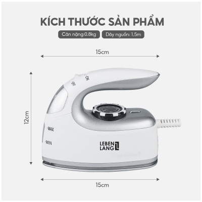Bàn là hơi nước cầm tay mini Lebenlang LBL66673, bàn ủi hơi nước cầm tay công suất 1000W, bình chứa 90ml, nhỏ gọn và tiện lợi - hàng chính hãng