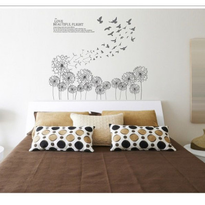 Decal dán tường Hoa bồ công anh đen 2