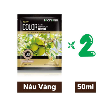 Gói Dầu Gội Nhuộm Tóc, Phủ Bạc Thảo Dược Mankani [Gói 25ml - Nâu Vàng]