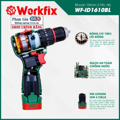 [LOẠI 1] Máy khoan pin Workfix 16.8V-(WF-ID1610BL)- 3 Chức năng - Khoan gỗ, khoan tường