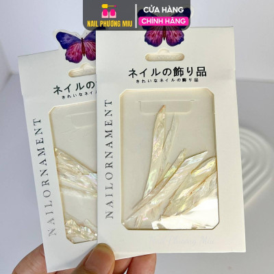 Xà Cừ Trắng Ánh Trai Đính Đá Móng, Xà Cừ Nail Mảnh Mỏng Ẩn Móng Đắp Gel Đắp Bột Ẩn Chuyên Làm Nail - Nail Phương Miu Khảm Xà Sơn Gel