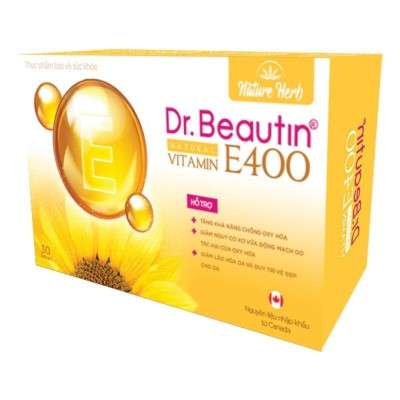 Viên uống đẹp da, chống lão hóa DR. BEAUTIN NATURAL VITAMIN E + C - Bổ sung Vitamin E, C giúp giảm khô da, da trăng sáng