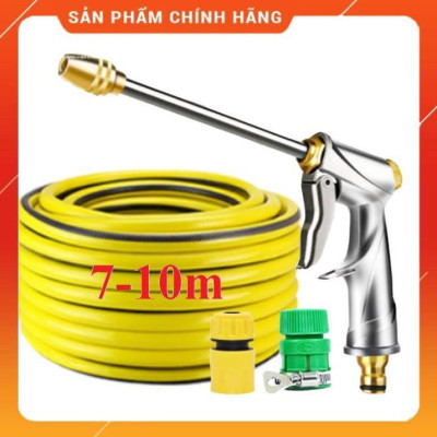 ️ Bộ dây vòi xịt nước rửa xe, tưới cây , tăng áp 3 lần, loại 7m, 10m 206701-2 đầu đồng, cút, nối PE