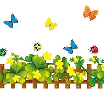 Decal dán chân tường Hoa dừa cạn vàng AmyShop DCT027 - 2 bộ ( 25 x 370 cm )