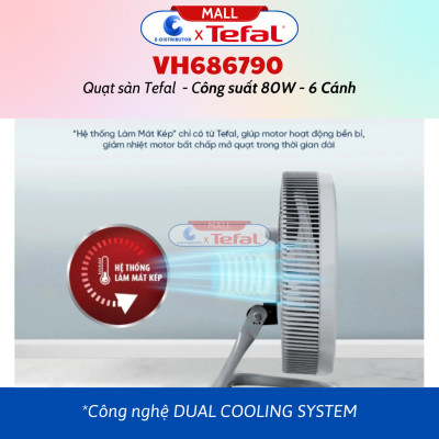 Quạt sàn Tefal 6 cánh VH686790 công suất 80W - Hàng Chính Hãng - Bảo Hành 12 Tháng