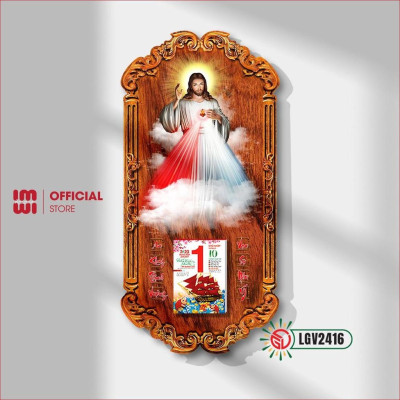 Lịch gỗ Công giáo Chúa Giêsu treo tường IMWI GIMIVINA LGV2416