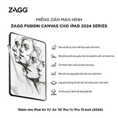 Miếng dán màn hình ZAGG Fusion Canvas dành cho iPad 2024  Air 11 inch/ Pro 11 inch/Air 13 inch/Pro 13 inch  hỗ trợ tối ưu cho pencil - Hàng chính hãng