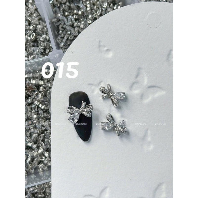 10 Chiếc Nơ Nút Lấp Lánh Charm Bạc Đính Đá Charm Trắng Hồng 3D Đinh Tán Làm Nail Siêu Xinh Mẫu Mới Nail Phương Miu Nữ Women