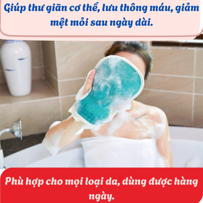 Bộ Dụng Cụ Tắm Tẩy Tế Bào Chết 3 Món – Sạch Sâu, Da Mịn Màng Set tắm tẩy da chết 3 món tiện lợi Combo găng tay – dây cọ lưng – bông tắm tạo bọt