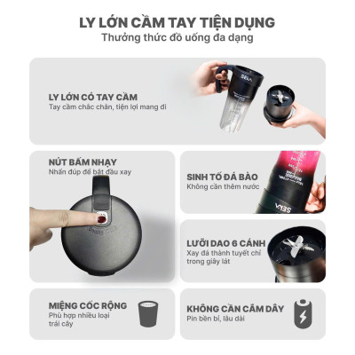 Máy Xay Sinh Tố Cầm Tay Seka NT889 (Model Mới Nhất 2025) Dung Tích 470ml Công Suất 150W - Hàng Chính Hãng