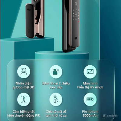 Bộ khóa cửa thông minh khuôn mặt 3D Face, vân tay, thẻ từ, mật khẩu và chìa cơ. Thương hiệu Hà Lan cao cấp Philips DDL709-7HWS. Hàng chính hãng