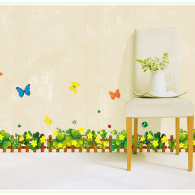 Decal dán chân tường Hoa dừa cạn vàng AmyShop DCT027 - 2 bộ ( 25 x 370 cm )