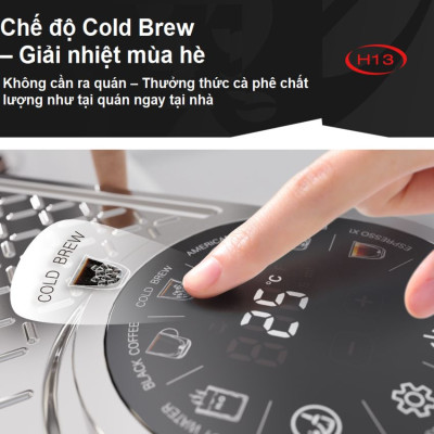 [Hàng Nhập Khẩu] Máy pha cà phê Cappuccino, Ristretto, Espresso, Latte chuyên nghiệp, thương hiệu Mỹ cao cấp HiBREW - H13