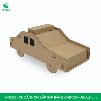 MFK06B - Xe cảnh sát carton - 18x7x8 cm - Đồ chơi lắp ráp mô hình từ bìa carton cứng cao cấp