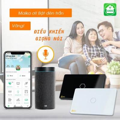 Ổ Cắm Tích Hợp 2 Nút Công Tắc Wifi Hunonic Datic Bật Tắt Từ Xa Trên Điện Thoại & Ra Lệnh Giọng Nói