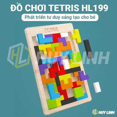 Đồ chơi gỗ Montessori HL199 Zcube - Wooden Puzzle Toy Block Game Colorful Bảng xếp hình bằng gỗ Tetris phát triển tư duy