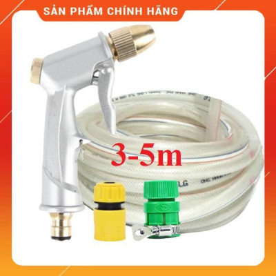️ Bộ dây vòi xịt nước rửa xe, tưới cây , tăng áp 3 lần, loại 3m, 5m 206701Rđầu đồng, cút+ túi đựng bút