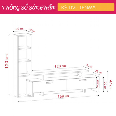 Kệ TV phòng ngủ kiểu dáng hiện đại SMLIFE Tenma