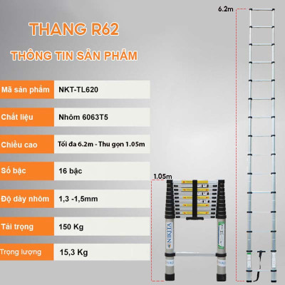 Thang nhôm rút đơn Nikita R62
